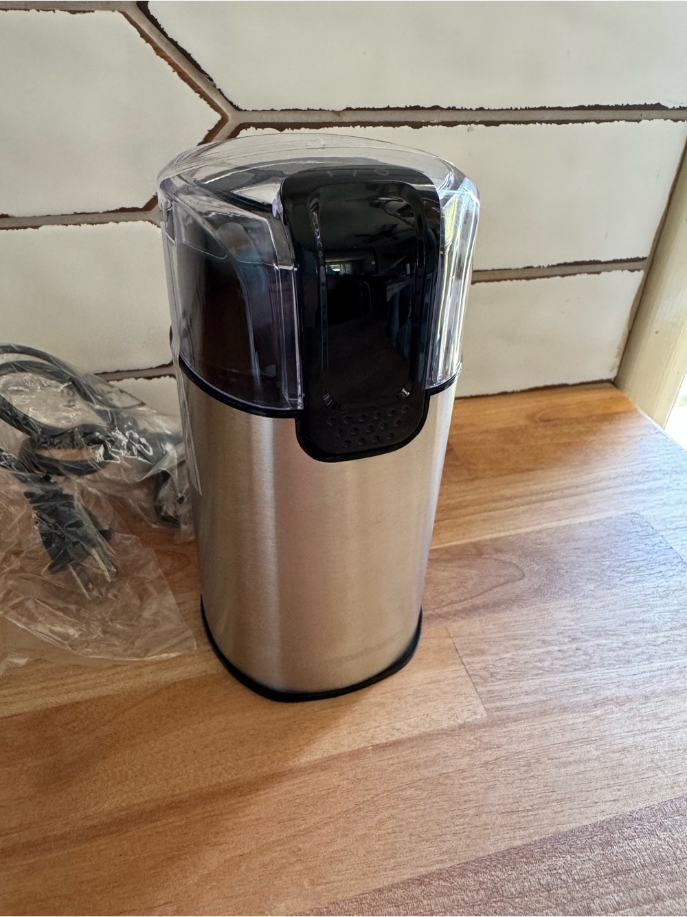 Stainless Steel Electric Coffee Grinder in Black and Silver